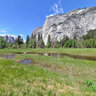 Yosemite Valley with Yostemite Falls and Merced River in Spring