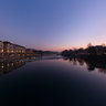 Bridge Vittorio Emanuele I - Po river at dawn