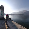spectacular view on Como Lake from lakeside in Lecco