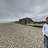 The kids playing on Chesil beach