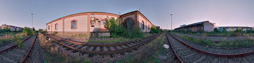Rails and halls in Freiburg old goods station