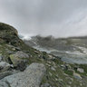 On the moraine of Findelgletscher near Flue in Zermatt