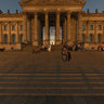 The Reichstag building in Berlin at sunset