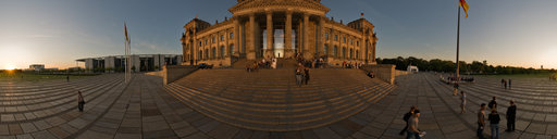 The Reichstag building in Berlin at sunset