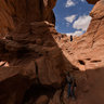 Inside Double Arch in Arches National Park
