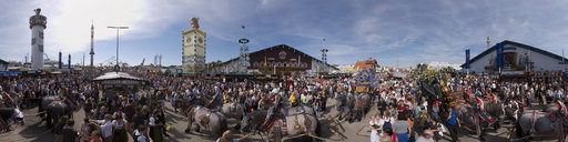 Breweries show their harnessed horse teams