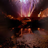 Fireworks in Lagrasse. The celebration of Bastille Day