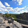 Hanging bridge over a crack in the Tsingy
