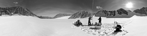 Installing a mass balance pole in the Lower Cirque (080815 1402)