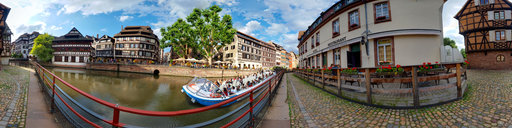A ship passing Petit France, Strasbourg