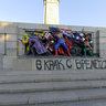 Soviet army monument with pop art facelift