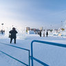 Snow sculpture: Flight above the planet