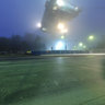 Building highway bridge D1 in Povazska Bysrica fog