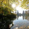 Autumn lake in a park in Rajecké Teplice - Slovakia