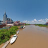 On May 3, 2010 the banks of the Cumberland River have overtaken downtown Nashville, Tennessee