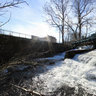 Underneath Tannenwehr weir, river Ilm, Ilmenau, Germany