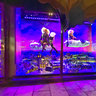 Mini London in Harrods window at night London England
