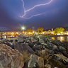 Platamon Port at Night Summer Thunderstorm Greece