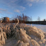 Natural ice sculpture at Bolderaja beach in Riga, Latvia