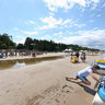 Pedal boat riding at Dzintari beach, Jurmala