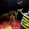 Bubbles. Clowns David & Vlad performing at the Riga Circus
