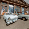 Volga GAZ-21 - iconic Soviet automobiles at the SPILVE airport in Riga, Latvia