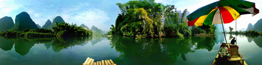 the bamboo raft on yulong river 桂林阳朔遇龙河竹排