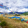 the Tibetan Prayer Flag on Biri Sacred Mountain Nyingtri