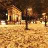 Arc de Triomphe in snowy Paris